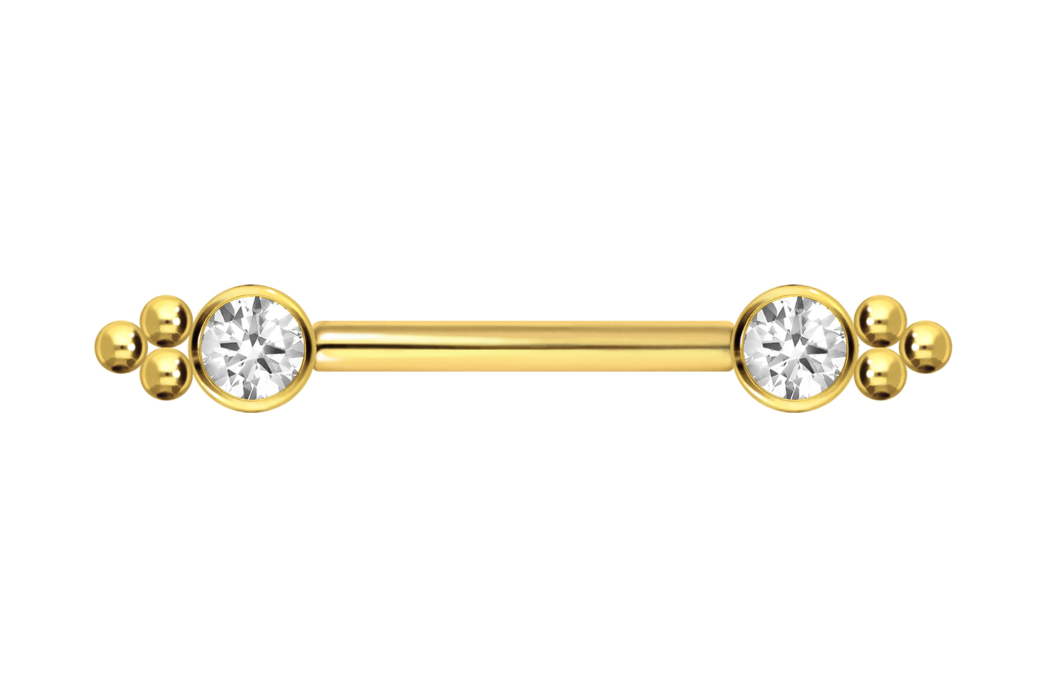 Titan Barbell Piercing mit Push Fit KRISTALL + KUGELDREIECK